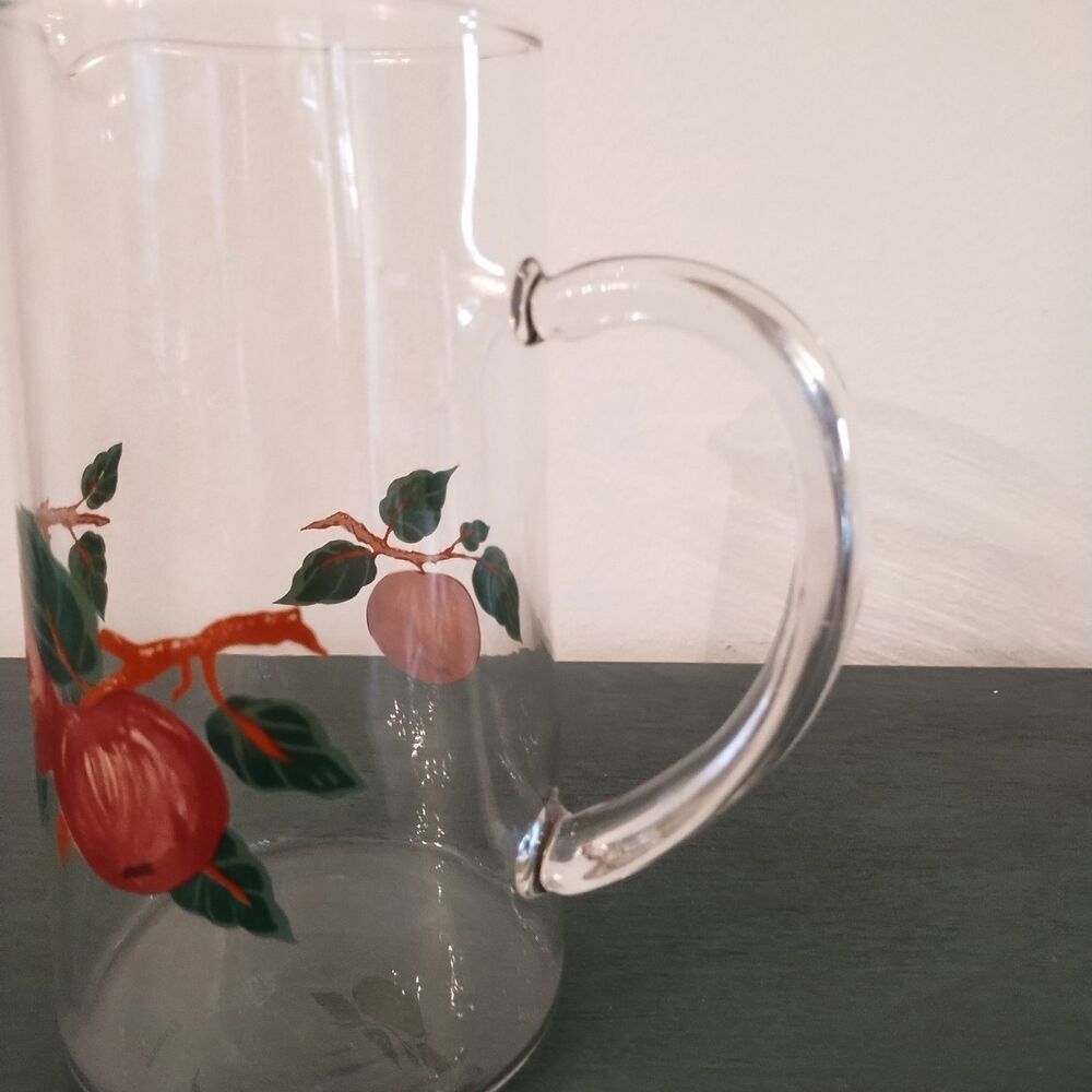 Vintage Fransciscan Apple Dinnerware Glass Juice Pitcher 8" Tall Blown Glass - Picture 8 of 9